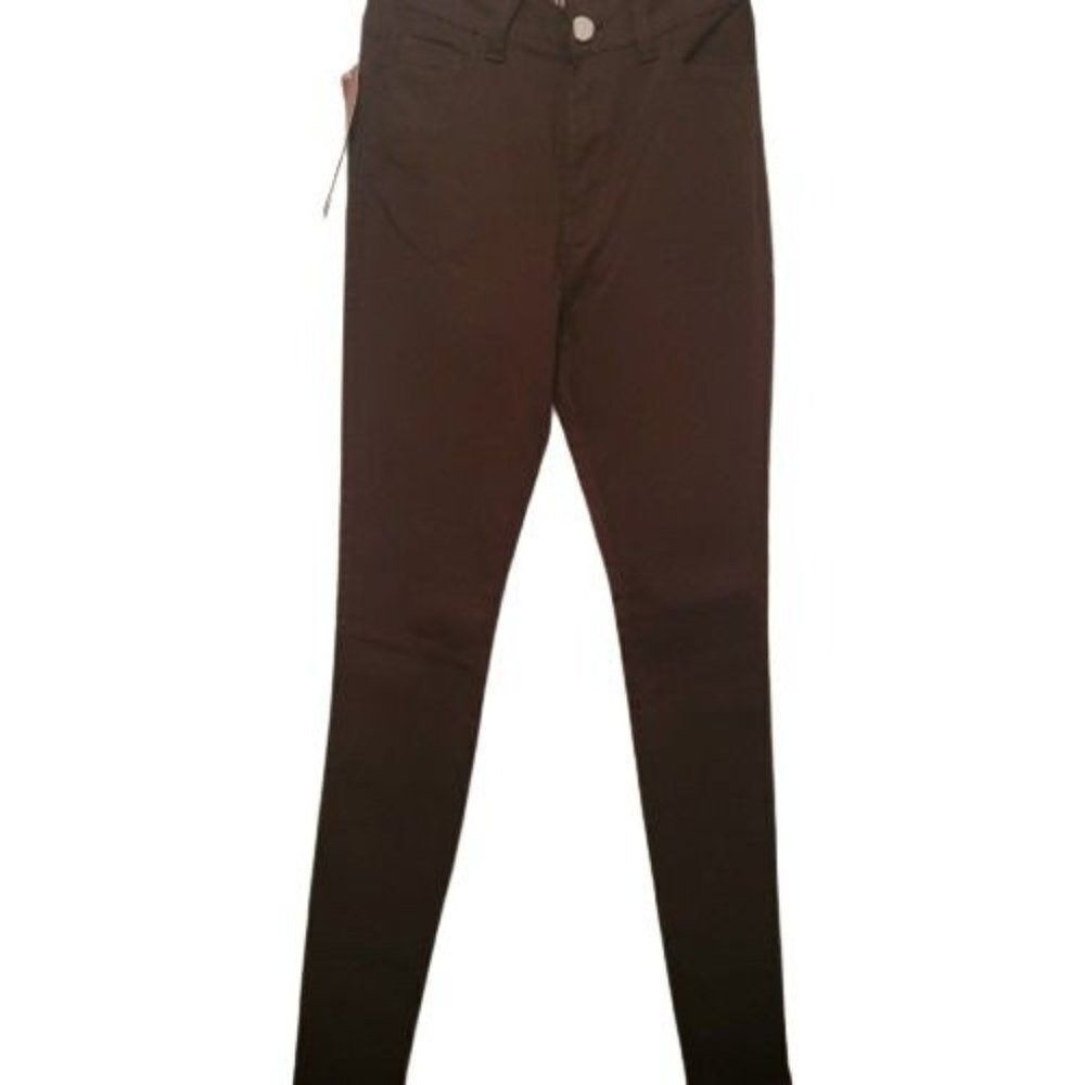 Ling Collection Girls Brown Cotton Blend Pockets Denim Skinny Jeans Size Medium